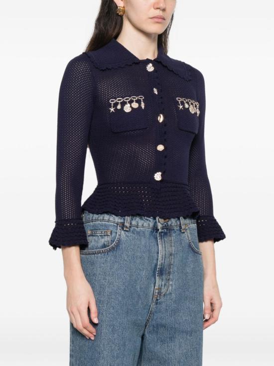  셀프 포트레이트 가디건 페플럼  블루 - SELF PORTRAIT