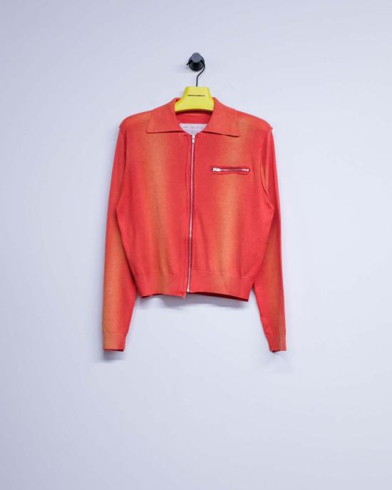  카미엘 포트젠스 가디건 Camiel Fortgens 레드 선페이드 실크 코튼 70년대 카디건 - CAMIEL FORTGENS