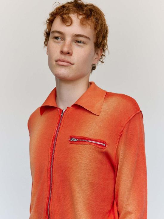  카미엘 포트젠스 가디건 Camiel Fortgens 레드 선페이드 실크 코튼 70년대 카디건 - CAMIEL FORTGENS