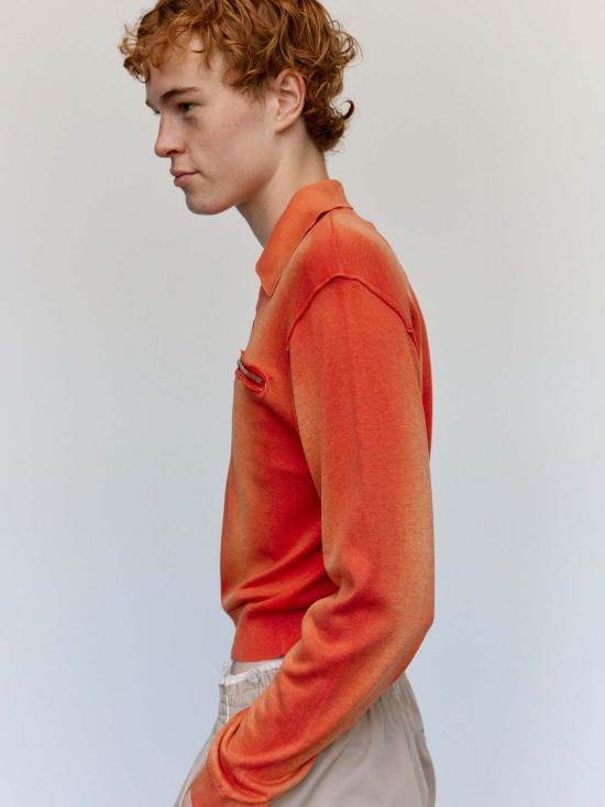  카미엘 포트젠스 가디건 Camiel Fortgens 레드 선페이드 실크 코튼 70년대 카디건 - CAMIEL FORTGENS