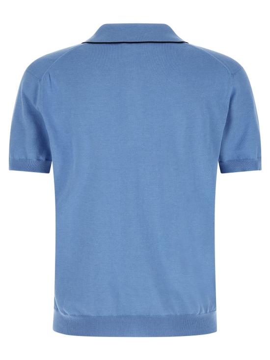 톰포드 폴로 티셔츠 톰 포드 코튼 앤 실크 폴로 셔츠 라이트 블루 - TOMFORD