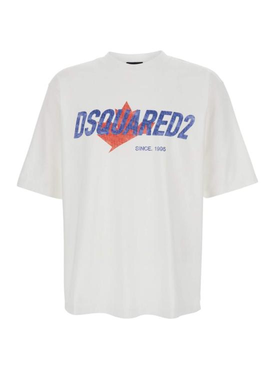  디스퀘어드2 반팔 티셔츠 Dsquared2 로고 프린트 면 티셔츠 화이트