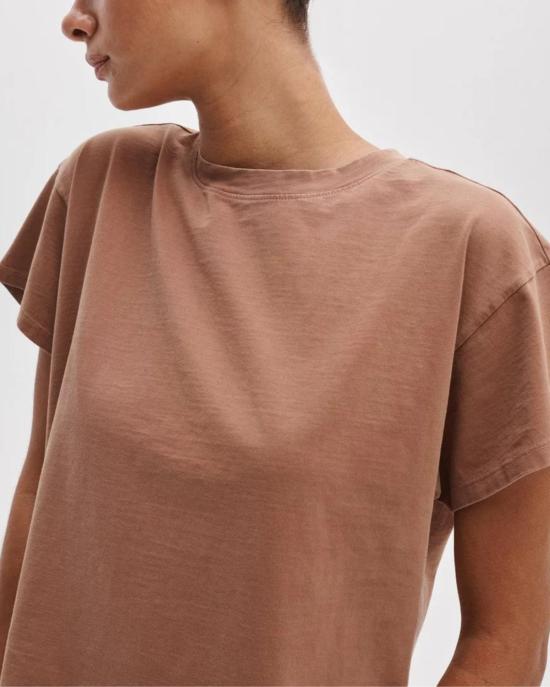  랙앤본 반팔 티셔츠 Rag & Bone 디스트레스드 워시드 켈리 박시 티셔츠 클레이 브라운 - RAG & BONE