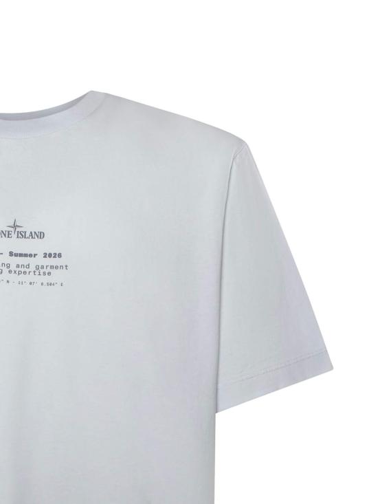  스톤 아일랜드 탑 스톤 프린트 티셔츠 (블루) - STONE ISLAND