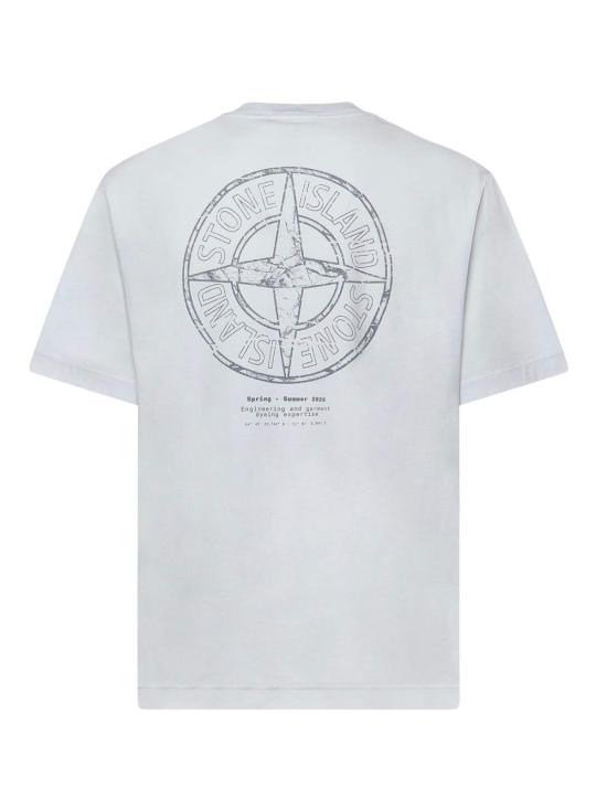  스톤 아일랜드 탑 스톤 프린트 티셔츠 (블루) - STONE ISLAND