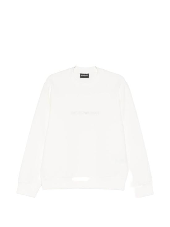 엠포리오 아르마니 긴팔 티셔츠 로고 코튼 스웨트셔츠 화이트