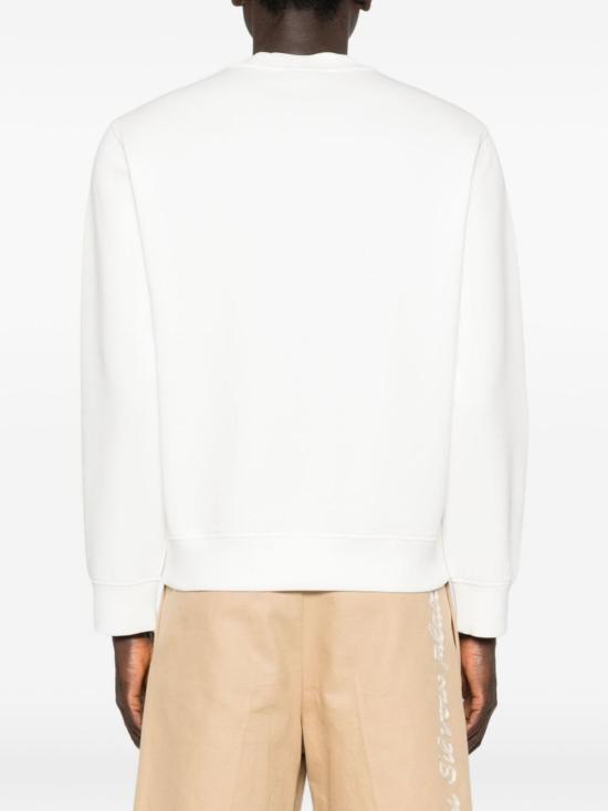  엠포리오 아르마니 긴팔 티셔츠 로고 코튼 스웨트셔츠 화이트 - EMPORIO ARMANI