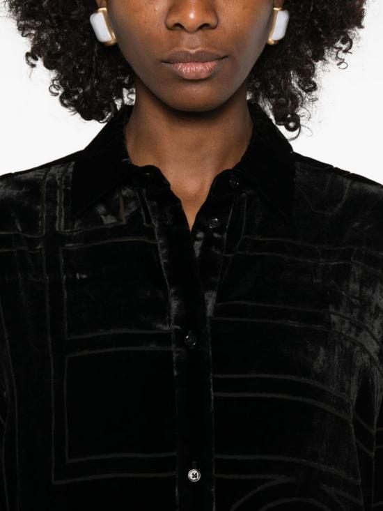  토템 블라우스 모노그램 파자마 셔츠 블랙 - TOTEME