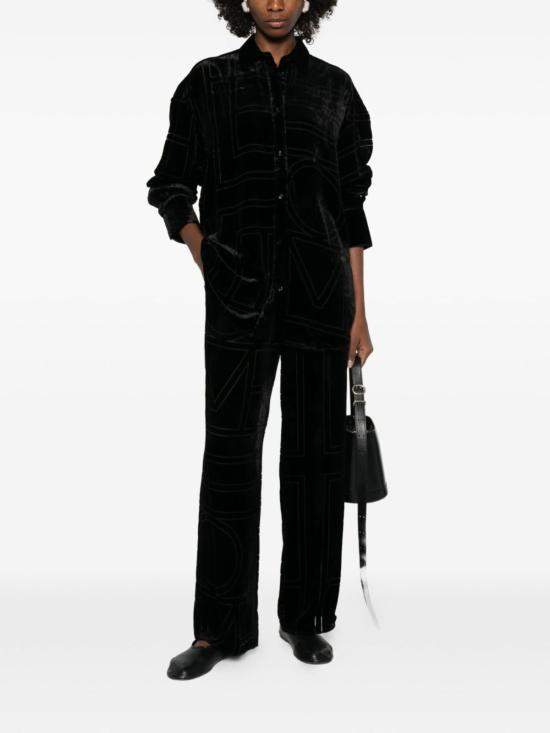  토템 블라우스 모노그램 파자마 셔츠 블랙 - TOTEME