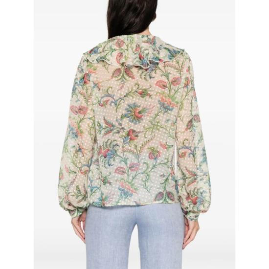  에트로 블라우스 셔츠 화이트/그린 - ETRO