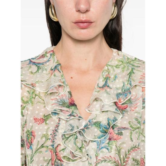  에트로 블라우스 셔츠 화이트/그린 - ETRO