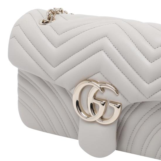 26SS 구찌 GG 마몽 미디움 숄더백 837267 AAE381712 Grey - GUCCI