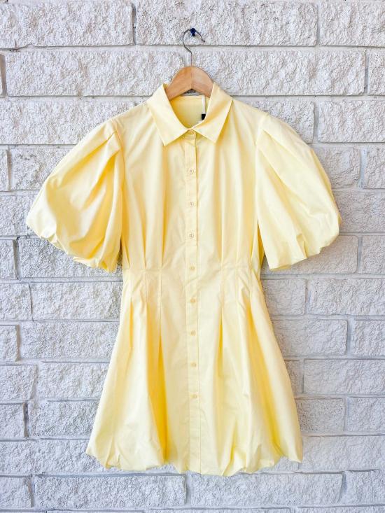  조나단 심카이 숏 원피스 클레오 벌룬 핀턱 미니 드레스 버터크림