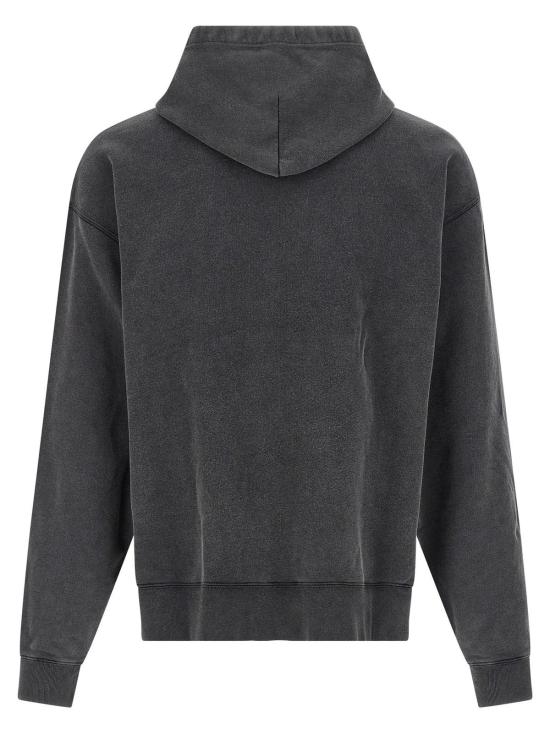  발렌시아가 긴팔 티셔츠 워시드 크레용 루프 후디 화이트/블랙 - BALENCIAGA