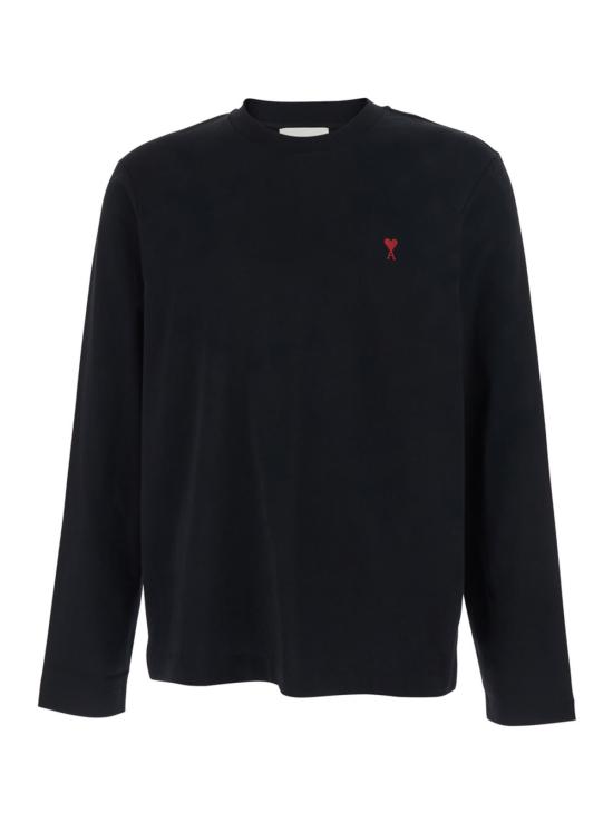  아미 긴팔 티셔츠 Ami Alexandre Mattiussi Quota Ami De Coeur 긴팔 티셔츠 블랙