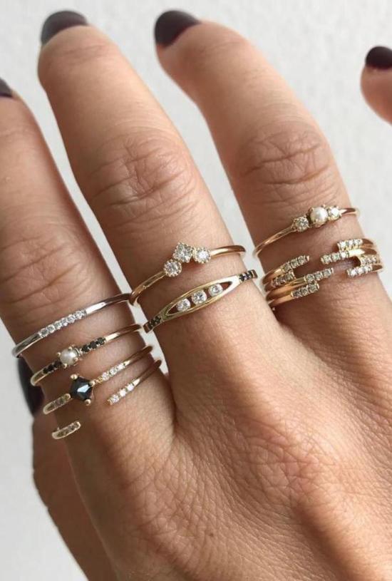  제니 권 디자인스 반지 제니 권 디자인 화이트 세미 파베 링 - JENNIE KWON DESIGNS