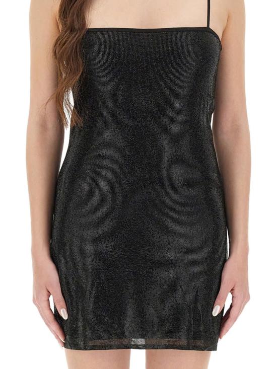  알렉산더 왕 숏 원피스 크리스털 장식 블랙 미니 드레스 - ALEXANDER WANG