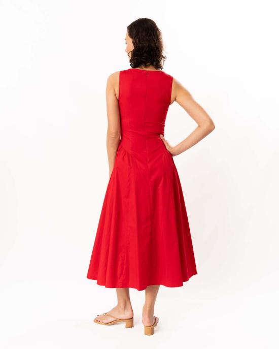  스타우드 롱 원피스 그웬 드레스 체리 레드 - STAUD