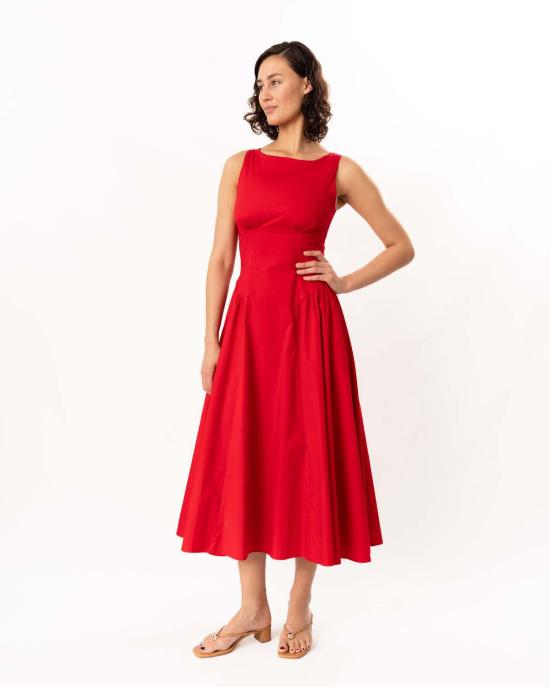  스타우드 롱 원피스 그웬 드레스 체리 레드 - STAUD