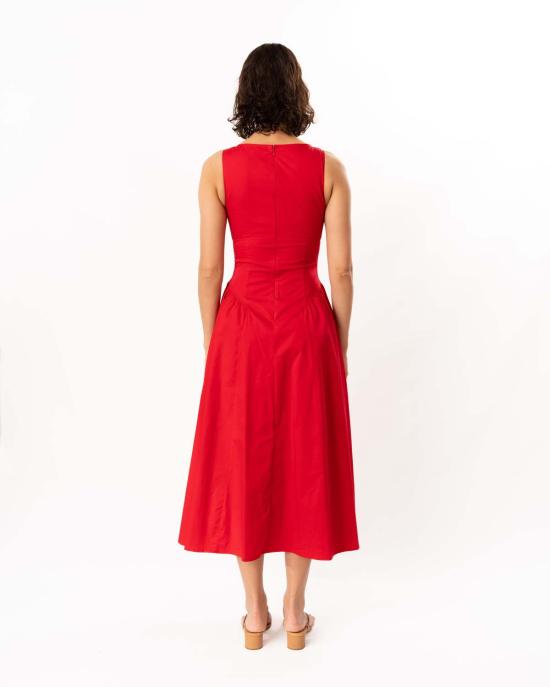  스타우드 롱 원피스 그웬 드레스 체리 레드 - STAUD