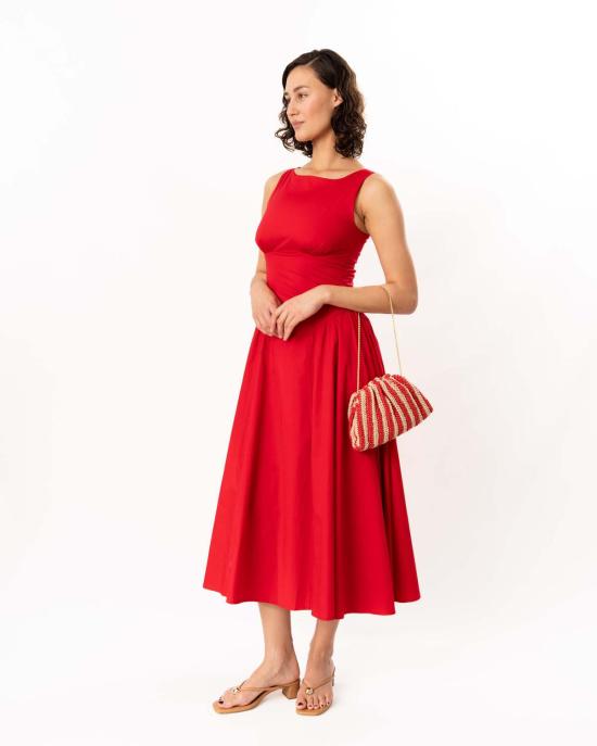  스타우드 롱 원피스 그웬 드레스 체리 레드 - STAUD