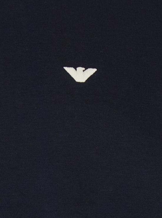  엠포리오 아르마니 긴팔 티셔츠 로고 자수 크루넥 스웨트셔츠 블루 - EMPORIO ARMANI