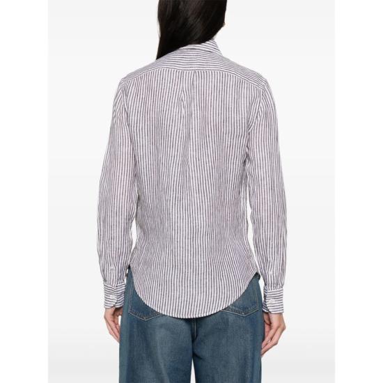  랄프 로렌 탑 셔츠 브라운/화이트 - RALPH LAUREN