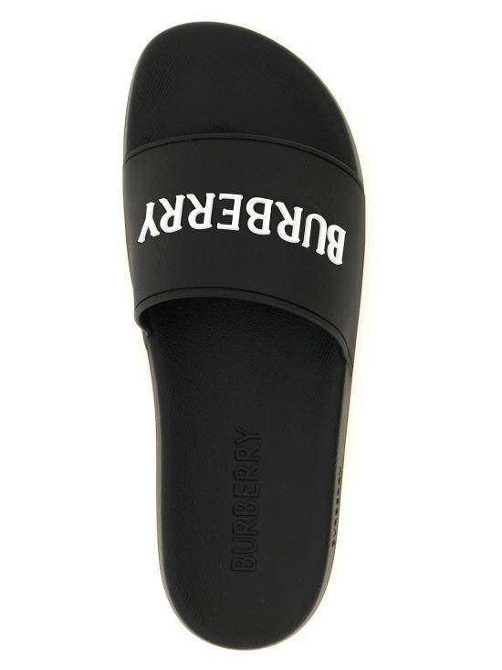  버버리 샌들 펄리 슬라이드 화이트/블랙 - BURBERRY