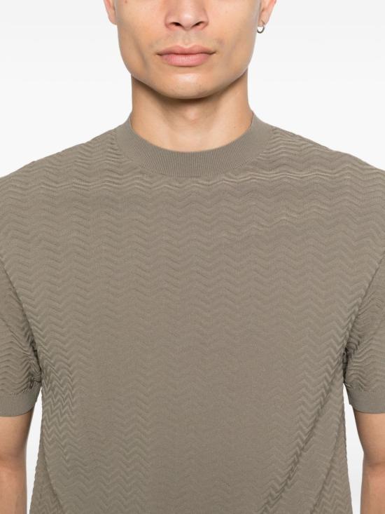  엠포리오 아르마니 반팔 티셔츠 니트 티셔츠 그레이 - EMPORIO ARMANI