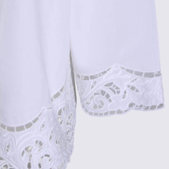  트윈셋 탑 레이스 디테일 코튼 셔츠 화이트 - TWINSET