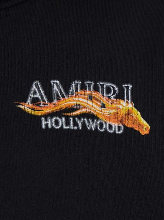  아미리 긴팔 티셔츠 로고 후드티 블랙 - AMIRI