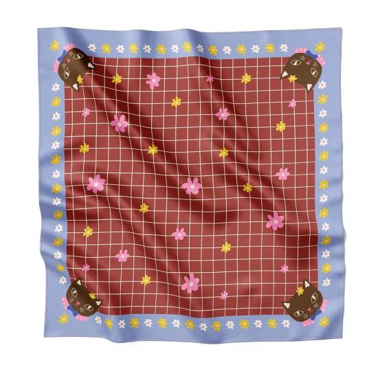  Centinelle 머플러/스카프 센티넬 샤 오 쇼콜라 실크 미디엄 스퀘어 스카프