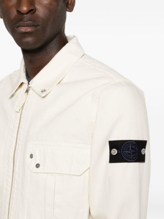  스톤 아일랜드 자켓 로고 코튼 재킷 아이보리 - STONE ISLAND