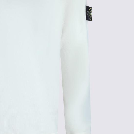  스톤 아일랜드 긴팔 티셔츠 아이보리 코튼 스웨트셔츠 - STONE ISLAND