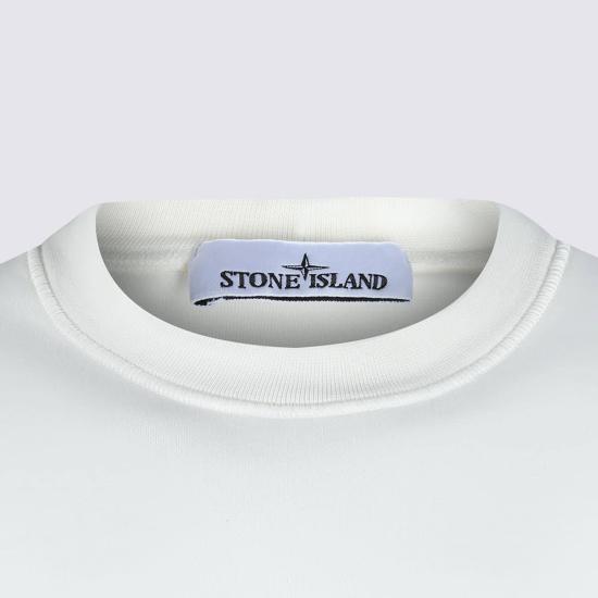  스톤 아일랜드 긴팔 티셔츠 아이보리 코튼 스웨트셔츠 - STONE ISLAND