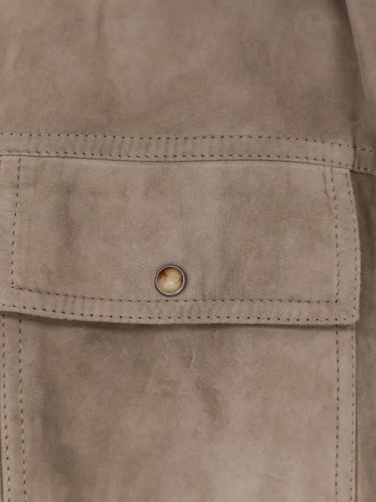  브루넬로 쿠치넬리 탑 Brunello Cucinelli 스웨이드 셔츠 사파리 - BRUNELLO CUCINELLI