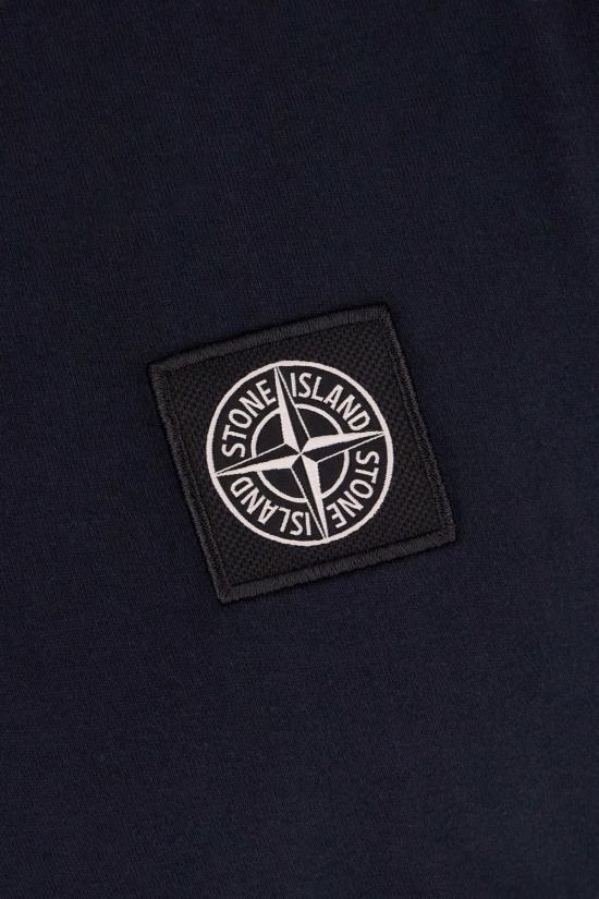  스톤 아일랜드 반팔 티셔츠 미드나잇 블루 코튼 티셔츠 - STONE ISLAND
