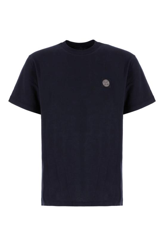  스톤 아일랜드 반팔 티셔츠 미드나잇 블루 코튼 티셔츠