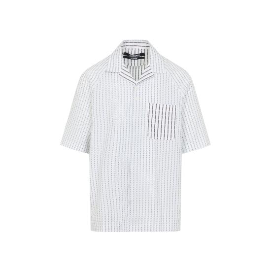 26SS 자크뮈스 긴팔 셔츠 SHM00573AW00778 1LY JACQUARD LOGO TIGHT STRIP - JACQUEMUS