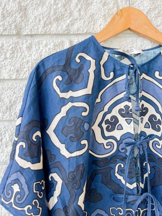  씨뉴욕 블라우스 Sea Ny Blaise 프린트 탑 네이비 - SEA NY