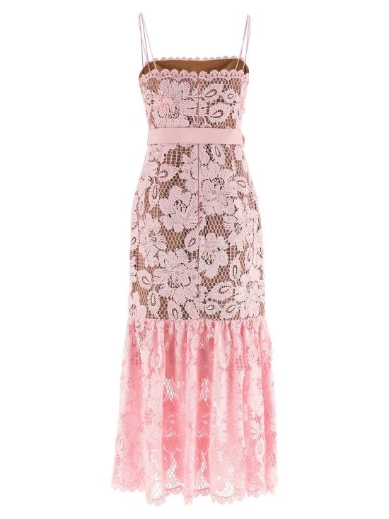  셀프 포트레이트 미디 원피스 크로셰 레이스 미디 드레스 핑크 - SELF PORTRAIT