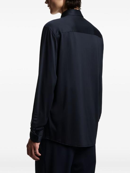  엠포리오 아르마니 긴팔 셔츠 코튼 블렌드 셔츠 블루 - EMPORIO ARMANI