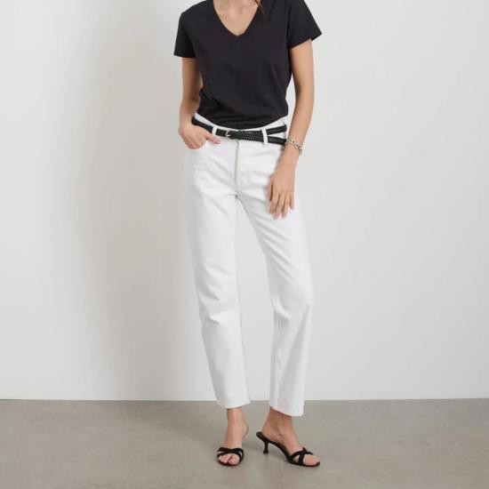  알렉스 밀 데님 팬츠 제인 미드라이즈 스트레이트 진 시로 화이트