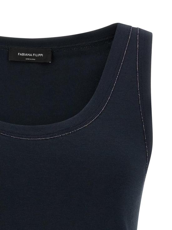  파비아나 필리피 민소매 티셔츠 Fabiana Filippi 코튼 탑 탑 블루 - FABIANA FILIPPI