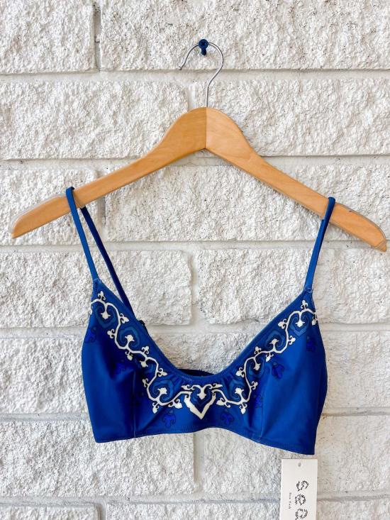  Prefontaine 비키니 수영복 프레퐁텐 블레이즈 프린트 비키니 탑 네이비