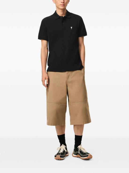  아미 폴로 티셔츠 Ami Alexandre Mattiussi Ami De Coeur 코튼 폴로 셔츠 블랙 - AMI