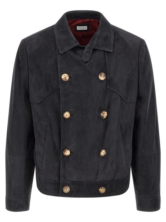 26SS 브루넬로 쿠치넬리 가죽 자켓 MPCLF2069CTW26 Blue