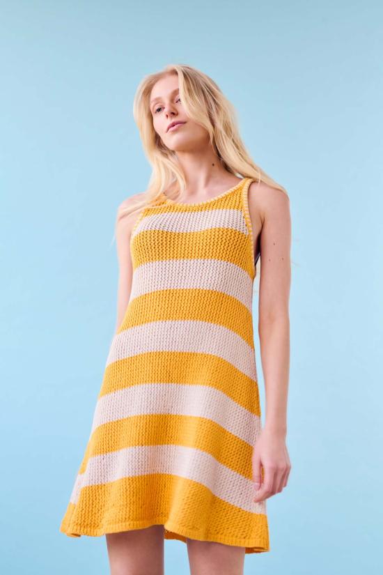  지지 니트웨어 미디 원피스 메쉬 코튼 탱크 드레스 - GIGI KNITWEAR