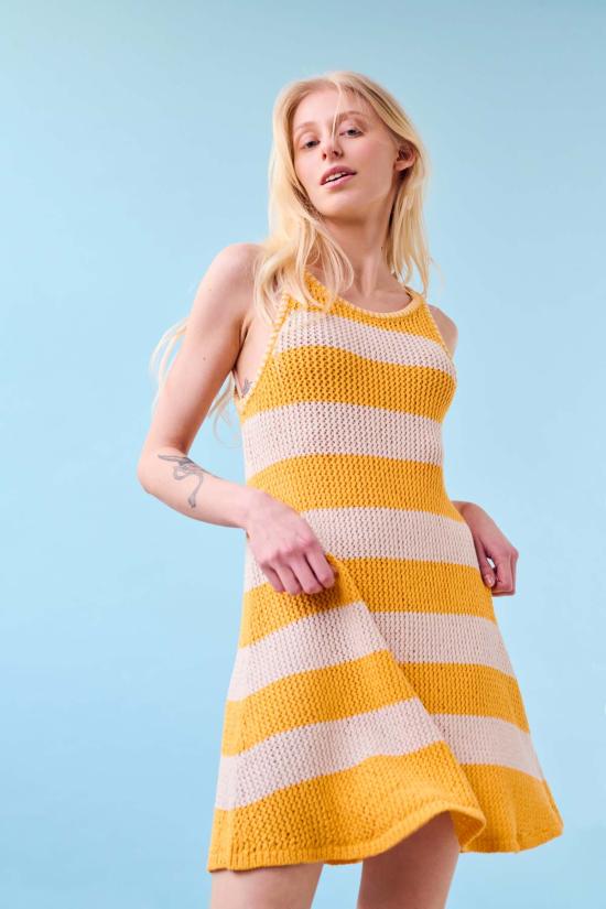  지지 니트웨어 미디 원피스 메쉬 코튼 탱크 드레스 - GIGI KNITWEAR