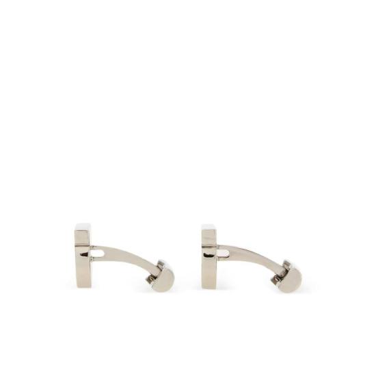  살바토레 페라가모 커프스 링크/타이 홀더 페라가모 간치니 에나멜 커프링크스 실버/블랙 - SALVATORE FERRAGAMO